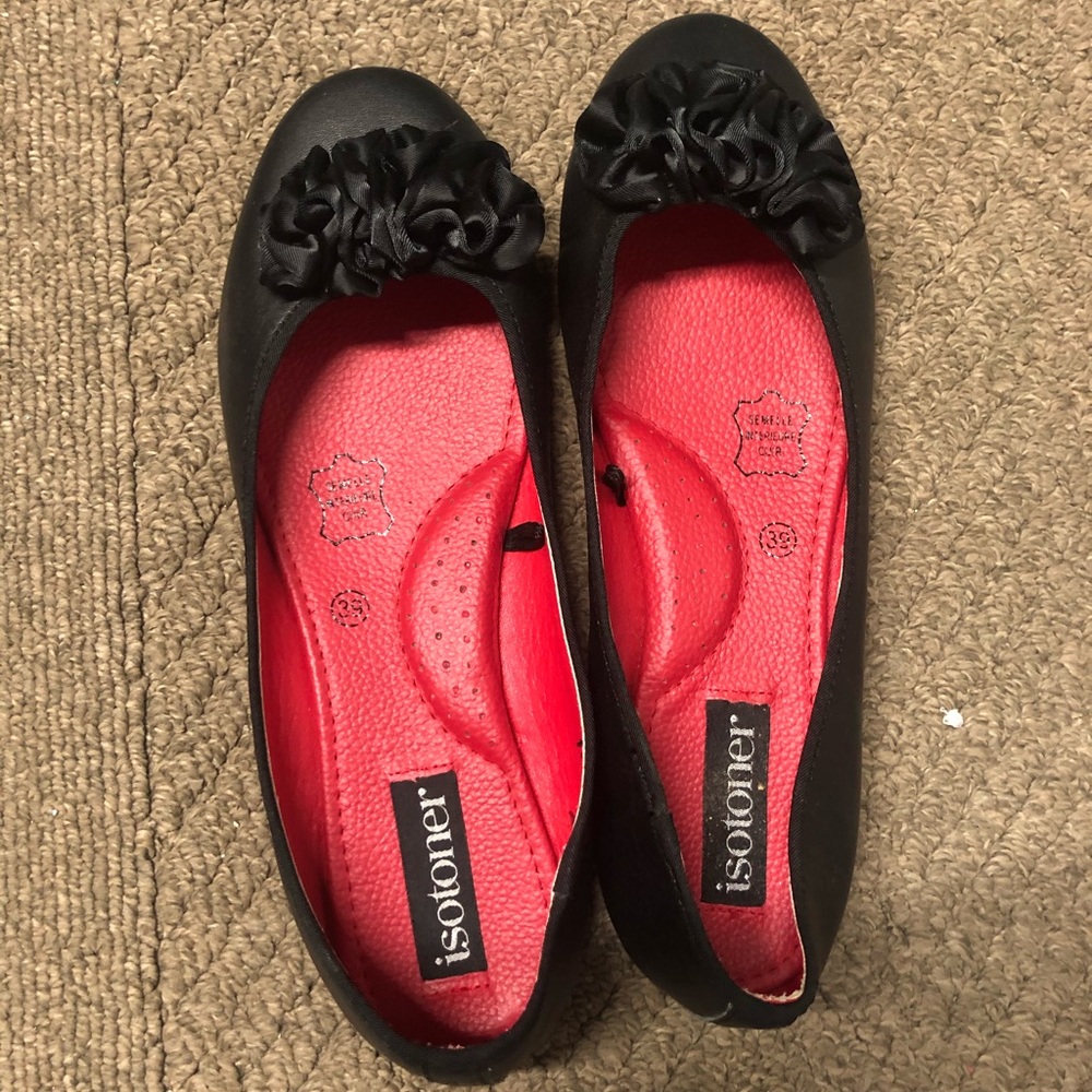 Black Rosette Flats